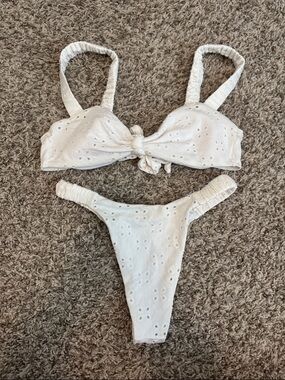 Eyelet White Bikini Set